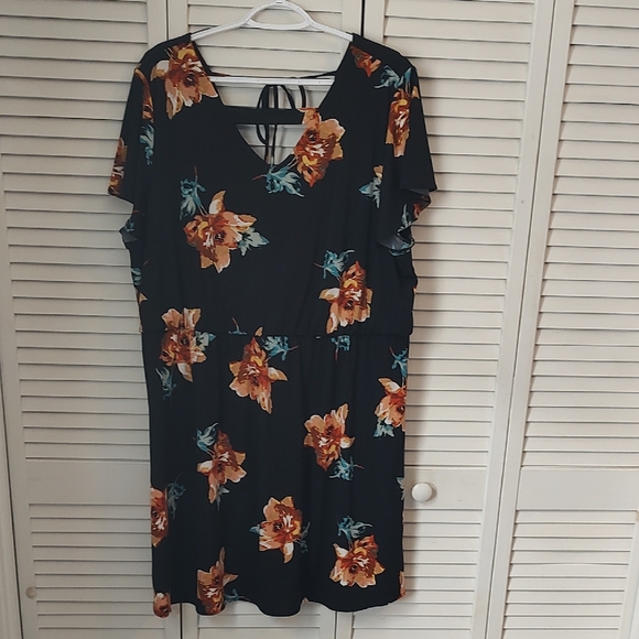 Maurices Dresses & Skirts - Maurices Black Dress with Orange Floral Pattern